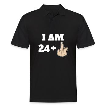 I Am 24 + 1 Sarcastic Funny 25th Birthday Turning - Men's Polo Shirt - black - Front - Kai (181cm)