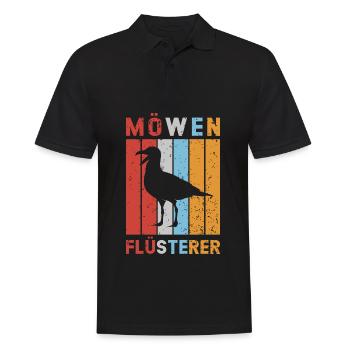 Möwen Flüsterer Möwe Nordsee Ostsee Vintage - Männer Poloshirt - Schwarz - Vorne - Kai (181cm)