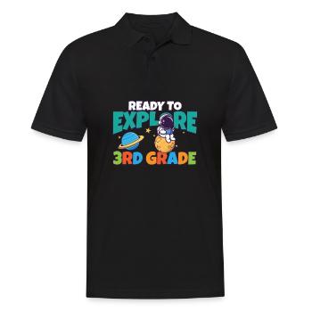 First Day Of Day School Ready to Explore 3rd - Männer Poloshirt - Schwarz - Vorne - Kai (181cm)