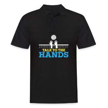 Funny Volleyball Player Talk To The Hands - Männer Poloshirt - Schwarz - Vorne - Kai (181cm)