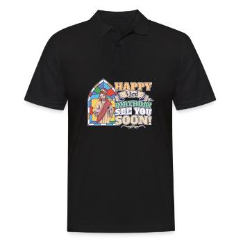 Joyeux 53e anniversaire À bientôt Drôle Jésus Meme - Polo Homme - noir - Devant - Kai (181cm)
