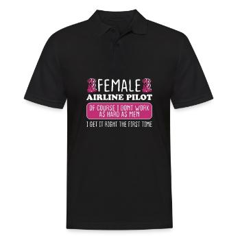 Une femme pilote de ligne réussit du premier coup - Polo Homme - noir - Devant - Kai (181cm)