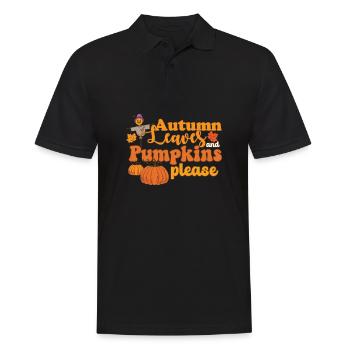 Hello Autumn Leaves and Pumpkins Please Scarecrow - Männer Poloshirt - Schwarz - Vorne - Kai (181cm)