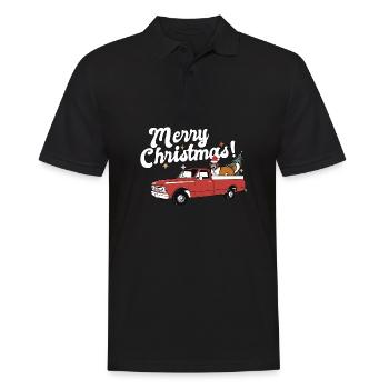 Vintage Red Pick Up Truck Saint Bernard Dog Merry - Männer Poloshirt - Schwarz - Vorne - Kai (181cm)