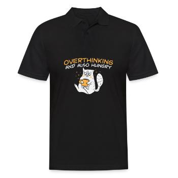 Cat Lover Foodie Overthinking And Also Hungry - Men's Polo Shirt - black - Front - Kai (181cm)