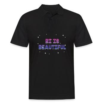 Bi est belle Bisexuel Citation Motivationnelle Bi - Polo Homme - noir - Devant - Kai (181cm)