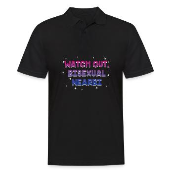 Watch Out Bisexual NearBi LGBTQ Bi Pride LGBT - Männer Poloshirt - Schwarz - Vorne - Kai (181cm)