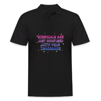 Confused with Your Ignorance Bisexual LGBTQ Bi - Männer Poloshirt - Schwarz - Vorne - Kai (181cm)