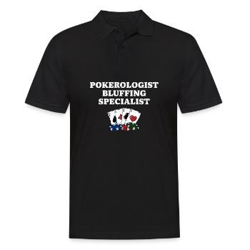 POKEROLOGIST Poker Drôle Humour Joueur de Poker - Polo Homme - noir - Devant - Kai (181cm)