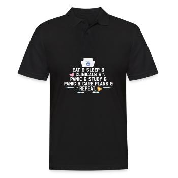 Manger Sommeil Cliniques Panique Drôle Infirmière Médical - Polo Homme - noir - Devant - Kai (181cm)