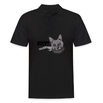 Spooky Halloween Skeleton Hand Black Cat Grunge - Männer Poloshirt - Schwarz - Vorne - Kai (181cm)
