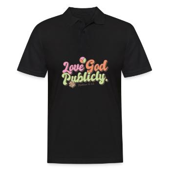 Verset biblique Amour de Dieu publiquement Foi en Jésus - Polo Homme - noir - Devant - Kai (181cm)