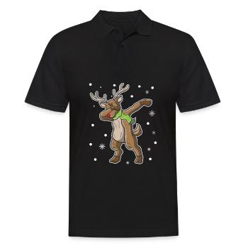 Tupfen Deer Christmas Xmas Yuletide Weihnachtsgeschenk - Männer Poloshirt - Schwarz - Vorne - Kai (181cm)