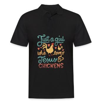 Just A Girl Who Loves Jesus And Chickens Farmer - Men's Polo Shirt - black - Front - Kai (181cm)