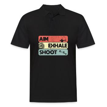 Bogenschießen zielen einatmen schießen Bogen - Männer Poloshirt - Schwarz - Vorne - Kai (181cm)
