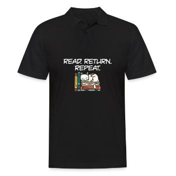 Bibliothécaire Bibliothécaire Lire Retour Répéter Livre - Polo Homme - noir - Devant - Kai (181cm)