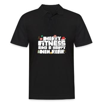 Merry Fitness And A Happy New Rear Christmas Gym - Men's Polo Shirt - black - Front - Kai (181cm)
