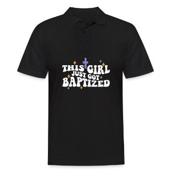 Cette jeune fille vient d’être baptisée religieuse chrétienne - Polo Homme - noir - Devant - Kai (181cm)
