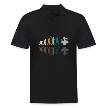 Evolution de l’homme Drums Band Retro Vintage Drummer - Polo Homme - noir - Devant - Kai (181cm)