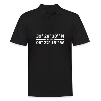 Cáceres Koordinaten - Männer Poloshirt - Schwarz - Vorne - Kai (181cm)