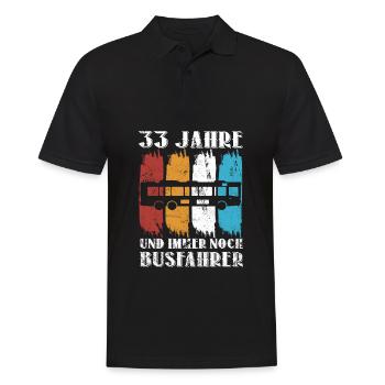 Busfahrer 33 Jahre Busfahren 33 Geburtstag Spruch - Männer Poloshirt - Schwarz - Vorne - Kai (181cm)