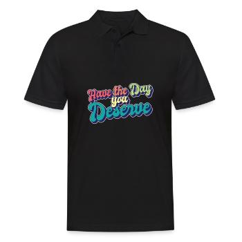 Avoir le jour où vous méritez une citation de motivation - Polo Homme - noir - Devant - Kai (181cm)