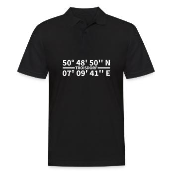 Troisdorf Koordinaten - Männer Poloshirt - Schwarz - Vorne - Kai (181cm)