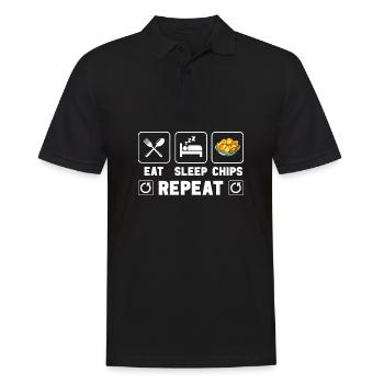 Mangez des croustilles de pommes de terre de sommeil répétez des collations de pommes de terre amusantes - Polo Homme - noir - Devant - Kai (181cm)