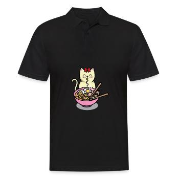 Sweet eating cat - Men's Polo Shirt - black - Front - Kai (181cm)