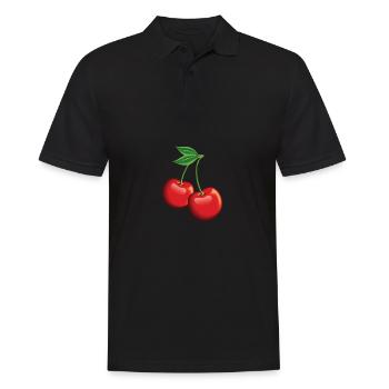 Cerises rouges Cherries Cerises Cherry - Polo Homme - noir - Devant - Kai (181cm)