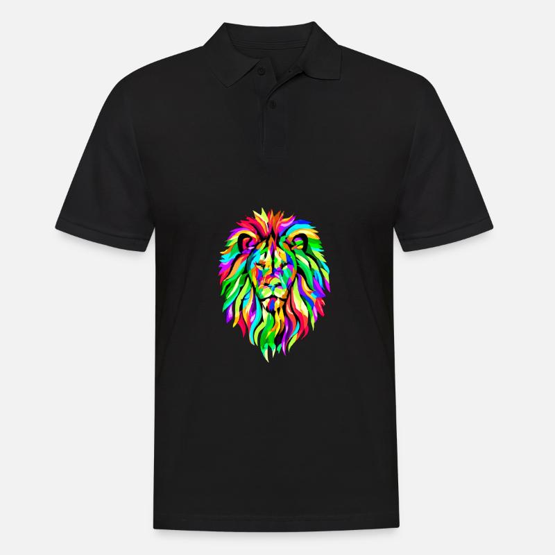 Regenbogen Löwe - Männer Poloshirt - Schwarz
