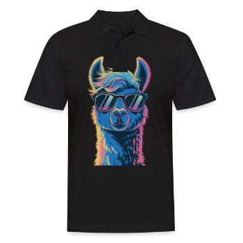 Alpaka Llama - Männer Poloshirt - Schwarz - Vorne - Kai (181cm)