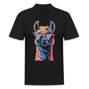 Alpaka Llama - Männer Poloshirt - Schwarz - Vorne - Kai (181cm)