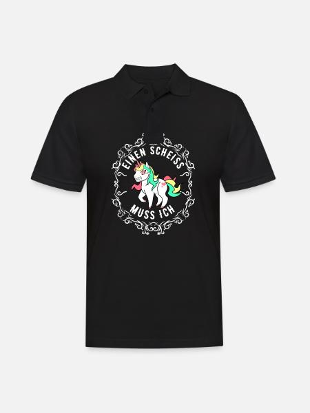 Einen Scheiss muss ich Einhorn - Männer Poloshirt - Schwarz