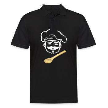 Chefkoch kocht gern kochen Kochlöffel Geschenk - Männer Poloshirt - Schwarz - Vorne - Kai (181cm)