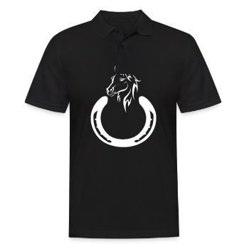 Pferdehuf Hufeisen Pferd reiten Reiter Geschenk - Männer Poloshirt - Schwarz - Vorne - Kai (181cm)