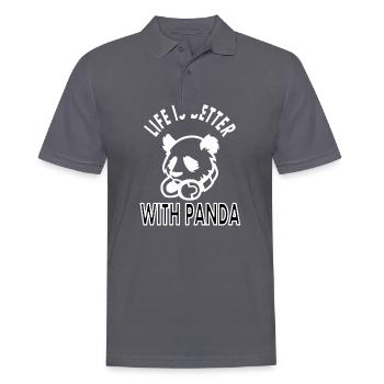 La vie est plus belle avec le cadeau de câlin de panda - Polo Homme - charbon - Devant - Nico (186cm)
