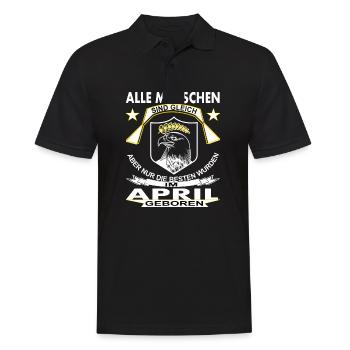 Im April geboren bin im April geboren Geschenkidee - Männer Poloshirt - Schwarz - Vorne - Kai (181cm)