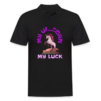 Mein Einhorn mein Glück Fabel Märchen Geschenkidee - Männer Poloshirt - Schwarz - Vorne - Kai (181cm)