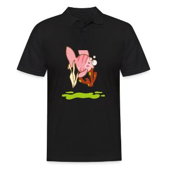 Red Fish Fish Head Fishing Fishing Gift - Men's Polo Shirt - black - Front - Kai (181cm)