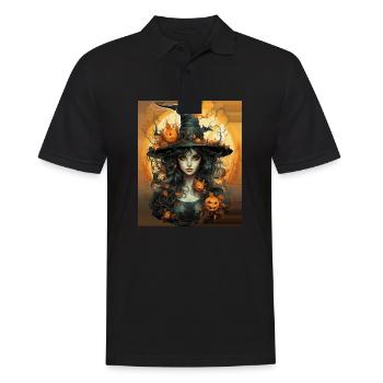 Halloween Witch I Cartoon Style I Witch - Männer Poloshirt - Schwarz - Vorne - Kai (181cm)
