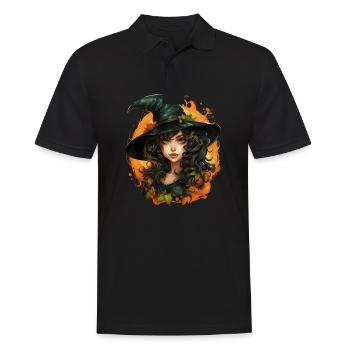 Halloween Witch I Cartoon Style I Witch - Men's Polo Shirt - black - Front - Kai (181cm)