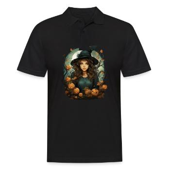 Halloween Witch I Cartoon Style I Witch - Männer Poloshirt - Schwarz - Vorne - Kai (181cm)