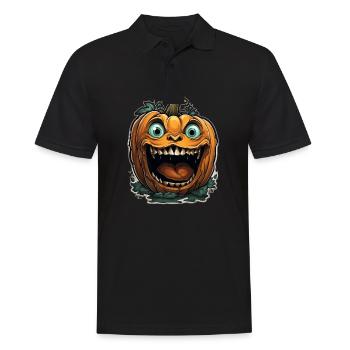 Scary Pumpkin Face I Spooky Halloween - Männer Poloshirt - Schwarz - Vorne - Kai (181cm)