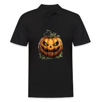 Scary Pumpkin Face I Spooky Halloween - Männer Poloshirt - Schwarz - Vorne - Kai (181cm)