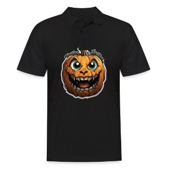 Scary Pumpkin Face I Spooky Halloween - Männer Poloshirt - Schwarz - Vorne - Kai (181cm)