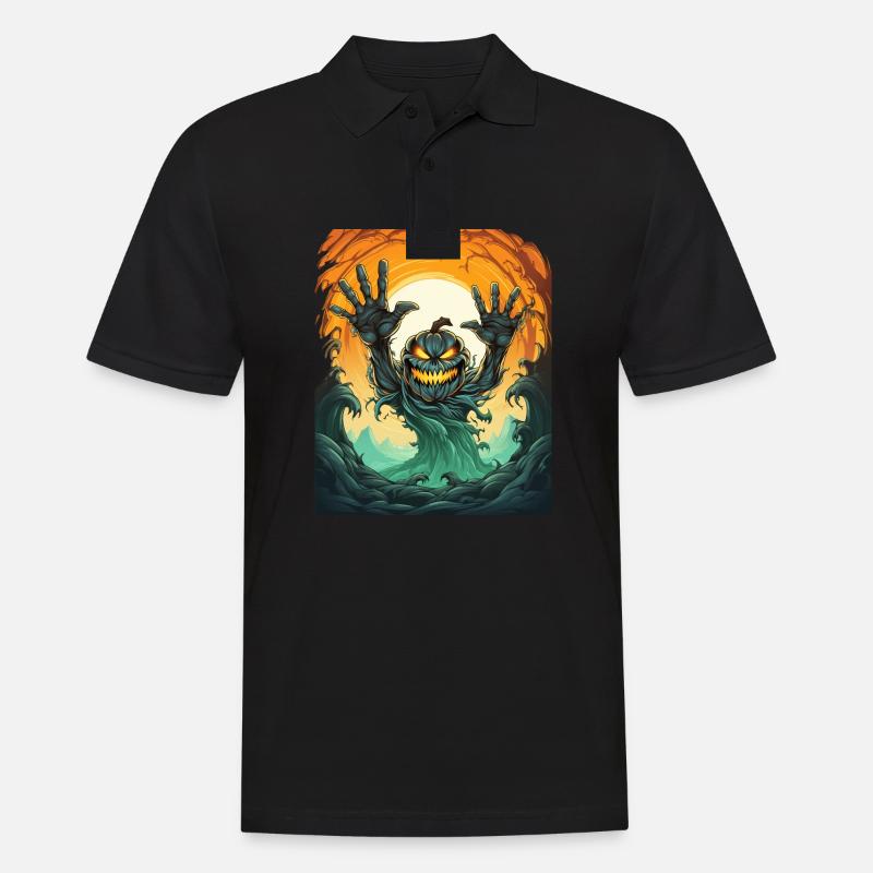 Halloween Emerging Hands Spooky Pumpkin - Männer Poloshirt - Schwarz