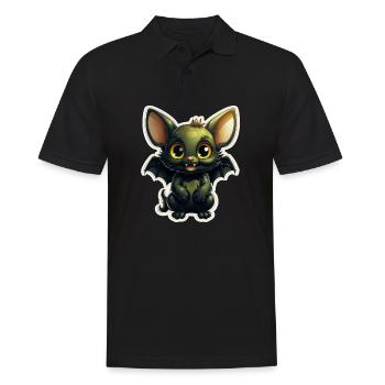 Bat Halloween I Cartoon Cute Bat - Männer Poloshirt - Schwarz - Vorne - Kai (181cm)