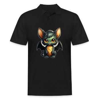 Bat Halloween I Cartoon Cute Bat - Männer Poloshirt - Schwarz - Vorne - Kai (181cm)