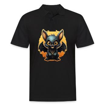 Bat Halloween I Cartoon Cute Bat - Männer Poloshirt - Schwarz - Vorne - Kai (181cm)